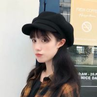 ∈☄◐ Beret cap woman Vintage casual Painters beret Korean Soft and comfortable octagonal hat black fashion hat