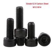 {Haotao Hardware} 1ชิ้น Grade12.9เหล็กกล้าคาร์บอนเกลียวละเอียด Hex Hexagon Socket Cap สกรูหัว M12 M14ความยาว16 100มม. Pitch 1.5มม.