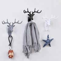 1PC Creative Vintage Deer Head Wall Hanger Key Hook Antler Decoration Hook Key Rack Scarf Hat Clothes Hanging Home Wall Decor Picture Hangers Hooks