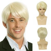 【LZ】❄  BCHR Short Men Blonde Wig Straight Synthetic Wig for Male Hair Fleeciness Realistic Natural Blonde Toupee Wigs