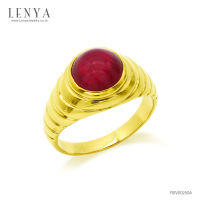 Lenya Jewelry แหวนทับทิมแท้ (Ruby) สีแดง สวยโดดเด่น คลาสสิค หัวแหวนพลอยแท้เม็ดโต ตัวเรือนเงินแท้ชุบทองคำขาว เหมาะกับการซื้อเป็นของขวัญให้คนที่คุณรักที่สุด