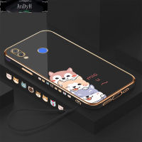 AnDyH Casing Case For Huawei Nova 3 Nova 3i Case Cute Cartoon Dogs Luxury Chrome Plated Soft TPU Square Phone Case Full Cover Camera Protection Anti Gores Rubber Cases For Girls