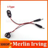 Merlin Irving Shop 5/10Pcs DC 9V Battery Clips Connector Buckle Connect wires Black Red Cable Connection dc male 5.5x2.1mm