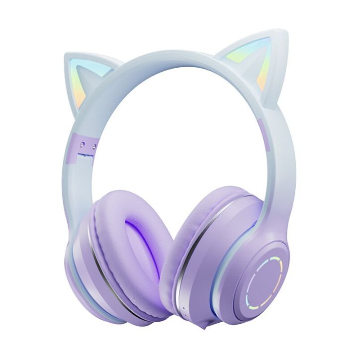 หูฟัง5-3บลูทูธหูแมวใหญ่หูฟังเล่นเกม-hi-fi-สำหรับกีฬานักเล่นเกมหูฟังแบบมีสายหูฟังเอียบัดไร้สายบลูทูธหูฟังเล่นกีฬา