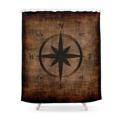 Nostalgic Old Compass Rose Shower Curtain Frabic Waterproof Polyester Bathroom Curtains Wall Decoration Hanging Bath Curtains