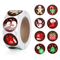 500pcs Christmas Candy Bags Box Sticker Gift Bag Sealing Sticker Thank You Love Merry Christmas Cookie Bag Kraft Paper Sticker