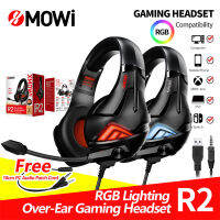 New product R2 Head-mounted wired RGB lighting gaming headset with mic notebook desktop computer music headset