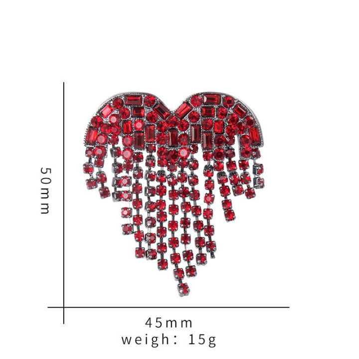เข็มกลัดติดคริสตัลคุณภาพสูงแบรนด์-baiduqiandu-เข็มกลัดติดเข็มกลัดรูปหัวใจสีแดงมีพู่ประดับเครื่องประดับตกแต่งเสื้อโค้ทเสื้อผ้าผู้หญิงแฟชั่น