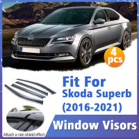 Window Visor Guard สำหรับ Superb 2016-2021 Vent Cover Trim Awnings Shelters Protection Sun Rain Deflector อุปกรณ์เสริมอัตโนมัติ