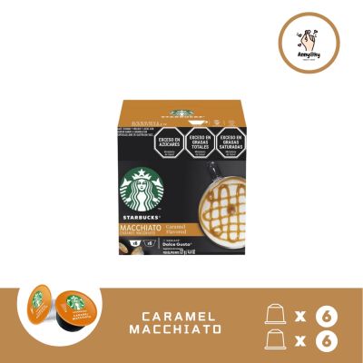 STARBUCKS  เนสกาแฟ โดลเช่ กุสโต้ แคปซูลกาแฟ STARBUCKS CARAMEL MACCHIATO สตาร์บัคส์ คาราเมลมัคคิอาโต้ แคปซูลสตาร์บัค 12 แคปซูล 1 กล่อง