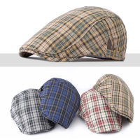 Casual Plaid Hats Men Berets Summer Herringbone Newsboy Cap Women Vintage Flat Ivy Hats Cotton Thin Golf Driving Cap Casquette