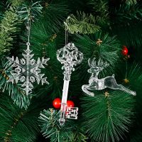 Christmas Snowflake Drop Ornament Acrylic Icicle Xmas Hanging Crystal Snowflake Decoration for Christmas Tree New Year Party