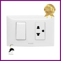 ชุดเต้ารับ 3 ขา + สวิตซ์ 1 ทาง HACO AP-E11 สีขาวGROUNDED SINGLE SOCKET + 1-WAY SWITCH HACO AP-E11 WHITE **บริการเก็บเงินปลายทาง**