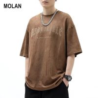 MOLAN เสื้อยืดระบายอากาศหลวมลำลองฤดูร้อนแขนสั้นผู้ชาย