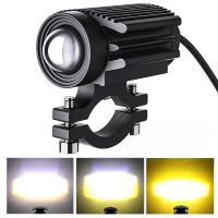 1Pcs Motorcycle LED Headlight 30W 6000LM Dual colour LED Lens Hi/Low beam Driving Spot Fog Spotlight External Auxiliar Bulb