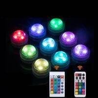 10pcs RGB Submersible Light Remote Control Color Changing Swimming Pool Light for Wedding Fish Tank Pond Vase Bowl Party Decor