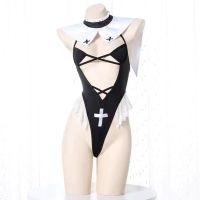 Sexy Nun Cosplay Bodysuit Uniform Lingerie For Women Lace One Piece Bodysuit Swimwear Clubwear