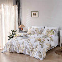 King ปลอกหมอนพิมพ์สบาย Twin Set สไตล์ Gold Modern Duvet ผ้านวมคู่2ชุด Soft Cover Queen และ Single Bedding