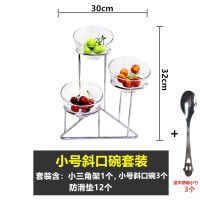 [COD]High Foot Bevel Glass Salad Bowl Glass Bowl Fruit Plate Ho Buffet Table Food Display Plate Shelf Fruit