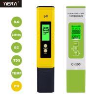 yieryi pH/TDS/EC/SALT/S.G./Temperature Meter Digital Water Quality Monitor Tester for Pools, Drinking Water, Aquariums