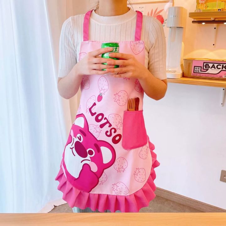 sanrio-ผ้ากันเปื้อน-กันน้ํามัน-ลายการ์ตูน-kuromi-melody-lotso-ของใช้ในครัวเรือน-สําหรับผู้ใหญ่