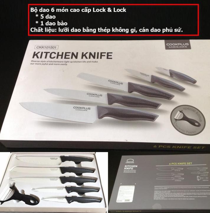 Các đầu dao được làm bằng thép không gỉ cao cấp, cùng với tay cầm chắc chắn và tiện dụng - bộ dao nhà bếp 6 món Lock&Lock CKK101S01 đáng để bạn trải nghiệm.