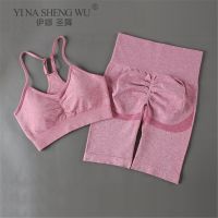 New 2Pcs Women Sport Yoga Suit Gym Set Sexy Bra Seamless Shorts Workout Running Clothing Gym Wear Athletic Yoga Set Sportswear Protective Gear