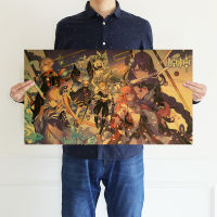 【KA062】The Collection Of Yuanshen Characters Long Posters Retro Kraft Paper Posters Coffee Shop Decorations