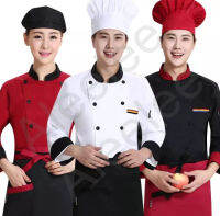 ชุดเชฟทำอาหาร เสื้อแขนยาว  ชุดเชฟ2ชิ้นเสื้อ+ผ้ากันเปื้อนUNISEX Chef overalls