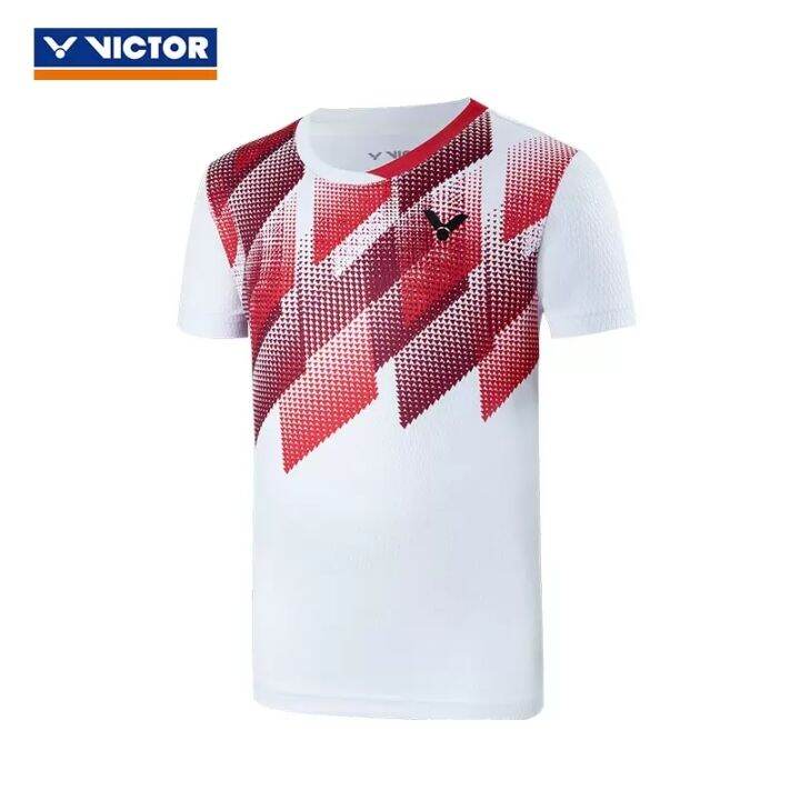 เสื้อยืดชุดกีฬาแบดมินตัน-victor-victory-victor-แขนสั้นสำหรับเด็กชายและเด็กหญิง22000td-การแข่งขันสนูปี้แฟชั่น