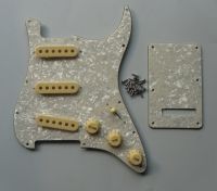 KAISH ST Pickguard Back Plate Aged Pearl with Cream Pickup Covers Knobs Tip