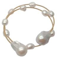 KKGEM Natural Freshwater White Baroque Pearl 15X22mm Reborn Keshi Pearl Adjustable Bracelet Classic For Women