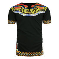 Mens African Dashiki Short Sleeve T-Shirt 2021 Summer Casual V Neck T Shirt Men Hip Hop Hipster Gypsy Ethnic Tops Tees Shirt 3XL