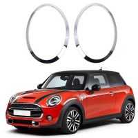 Chrome Silver Car Front Headlight Trim Ring Cover Decor Lamp Frame Styling Kit Fit For BMW Mini Cooper F55 F56 F57 2014-2021