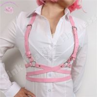 【YF】✵  Leather Harness Suspender Pink Punk Garter Bondage Straps Goth