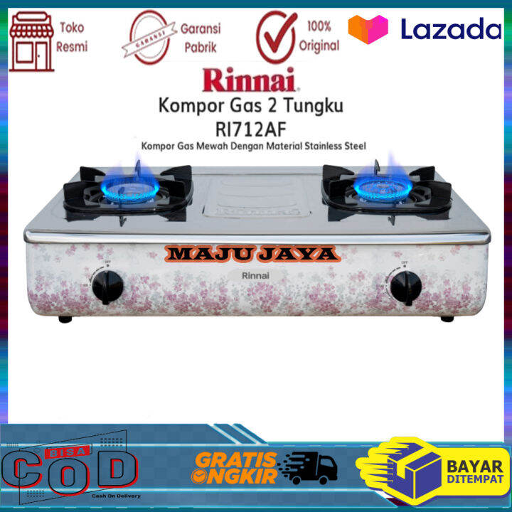 KOMPOR GAS RINNAI RI-712AF Kompor gas yang memiliki 2 tungku, yang membuat  Anda lebih mudah dan lebih cepat dalam memasak apapun. Motif bunga pada  body kompor akan mempercantik dapur Anda | Lazada