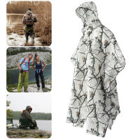 เสื้อกันฝน Camo Poncho มัลติฟังก์ชั่กลางแจ้ง Hooded Rainwear กันน้ำ Travel Rain Gears แบบพกพา Canopy Moisture-Proof Mat