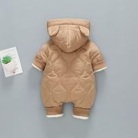 【Ready】? New baby one-piece clot autumn and wter suit male baby wter clot thickened romper dded clot for outer gng out