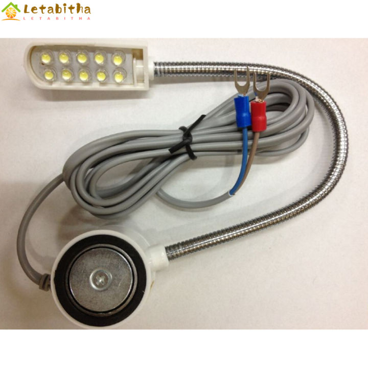 letabitha-เครื่องเย็บผ้าไฟสีขาวสำหรับทำงาน10ลูกปัดนำ-โคมไฟค่อห่านยืดหยุ่นติดตั้งด้วยแม่เหล็ก