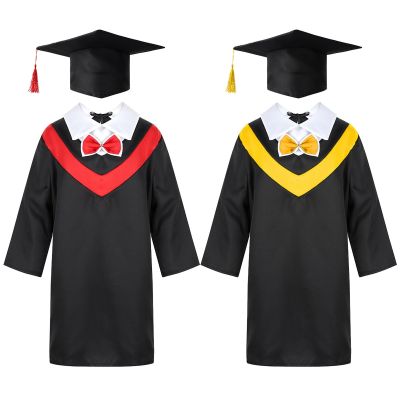 Kids Boys Girls Preschool Primary School Graduation Gown with Tassel Cap for Kids Students Role Play Costume Dress up Outfits