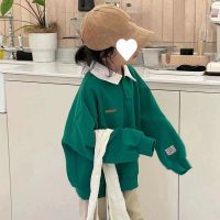 [COD] Girls sweater 2023 spring clothes boys polo childrens foreign style pullover tops big coat bottoming