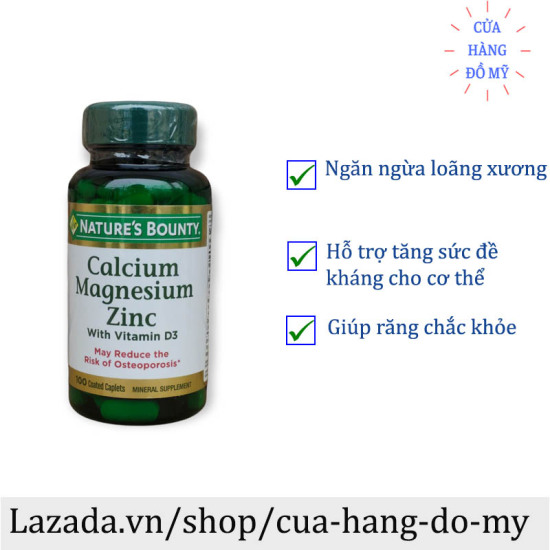 Viên uống calcium magnesium zinc nature bounty 100 viên - cửa hàng đồ mỹ - ảnh sản phẩm 1