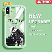 เคส JIUMOO สำหรับ iPhone X Xs Xs Max เคสรูปการ์ตูนสุดเจ๋งเด็กผู้ชายมีสีสันสดใสเคสกล้องมอนสเตอร์น้อยน่ารักนิ่มสำหรับเลนส์กันกระแทกแบบใสเคสมือถือความคิดสร้างสรรค์โปร่งใสฝาป้องกันซิลิโคนเรียบง่าย