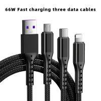 66W Super Fast Charging Data Cable Three-in-one, USB Multi-function Charger Compatible with Android and Iphone Mobile