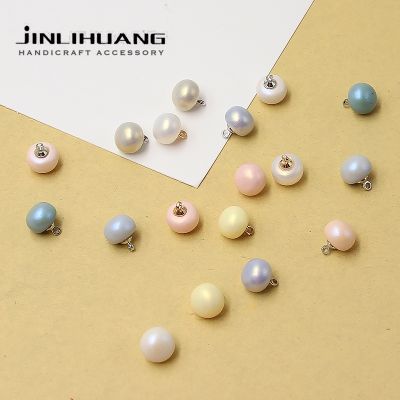 10pcs 10mm Pearl Buttons Glare Blue Pink for Cheongsam Clothing Shirt Crafts Sewing Snap Ball Bead Vintage Decorative Accessory