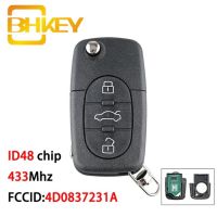 4d0837231a Bhkey สำหรับ Audi Key Id48ชิปกุญแจรถอัจฉริยะสำหรับ Audi A3 A4 A6 A8รุ่นเก่า1999-2002กุญแจรีโมตรถ Mhz 433