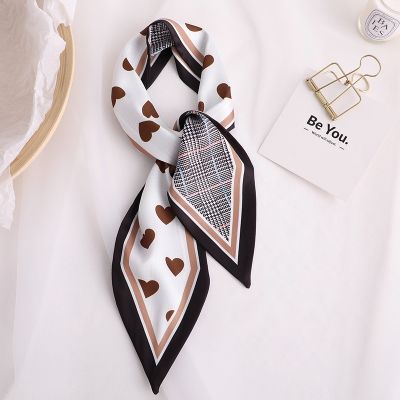 2022 Designer Skinny Scarf Love Print Women Silk Scarf Small Handle Bag Ribbons Female Head Scarves Wrap For Lady