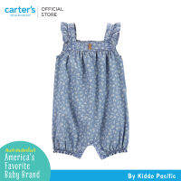 CARTERS 1PC ROMPER BLUE CHAMBRAY  ชุดหมีขาสั้นเด็กผู้หญิง ลายจุดขาว L10