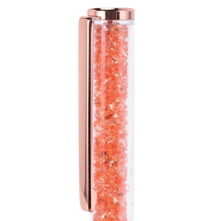 rose-gold-pen-bling-crystal-ball-point-pen-black-ink-pen-with-15-extra-refills-rose-gold-15-pack