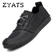 ZYATS รองเท้าหนังส้นเตี้ยกระเป๋าถือบุรุษหนังวัวใหม่รองเท้าโลฟเฟอร์รองเท้าลำลองใหญ่ขนาด38-46